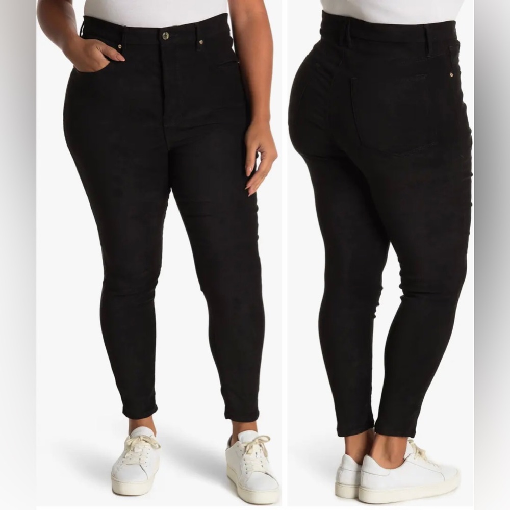 Good American Black Good Legs Faux Suede Pants